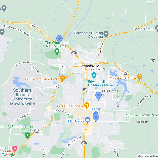 Map of veterinarians in Edwardsville, IL