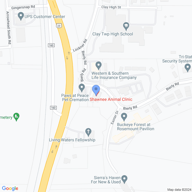Map of veterinarians in Portsmouth, OH