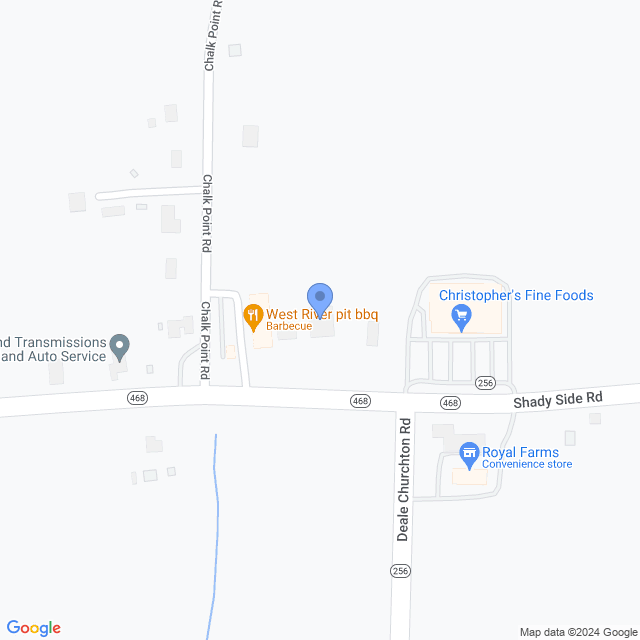 Map of veterinarians in West River, MD