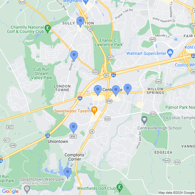 Map of veterinarians in Centreville, VA