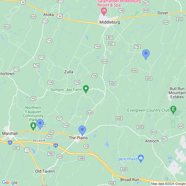 Map of veterinarians in The Plains, VA