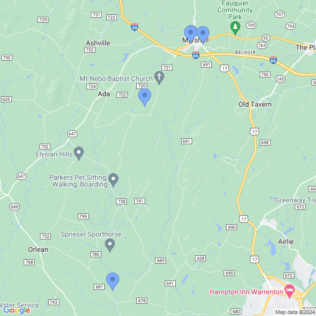 Map of veterinarians in Marshall, VA