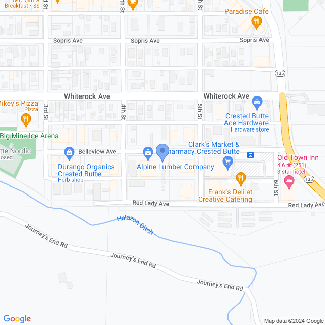 Map of veterinarians in Crested Butte, CO