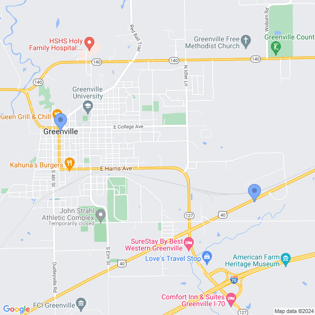 Map of veterinarians in Greenville, IL
