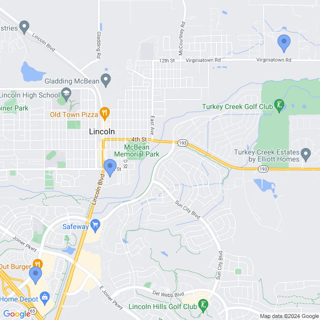 Map of veterinarians in Lincoln, CA