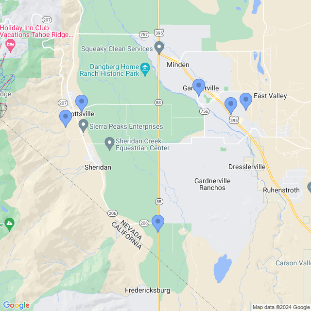 Map of veterinarians in Gardnerville, NV