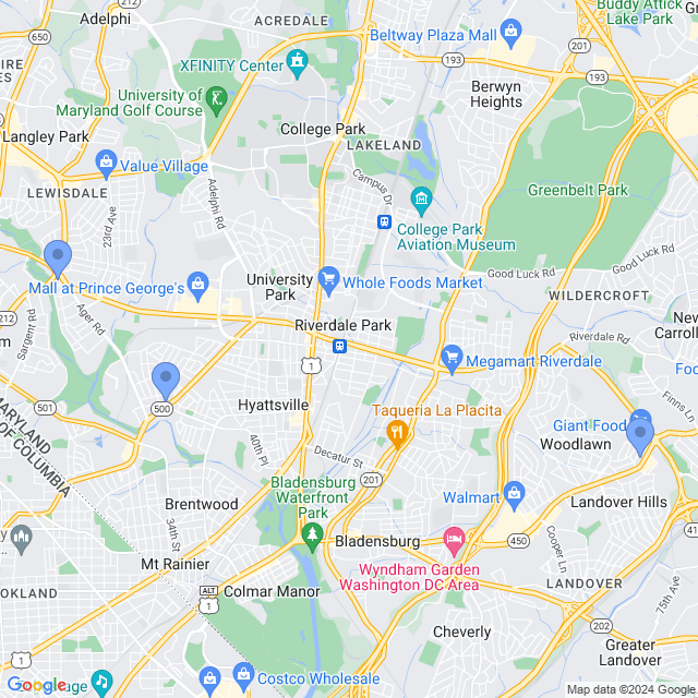 Map of veterinarians in Hyattsville, MD