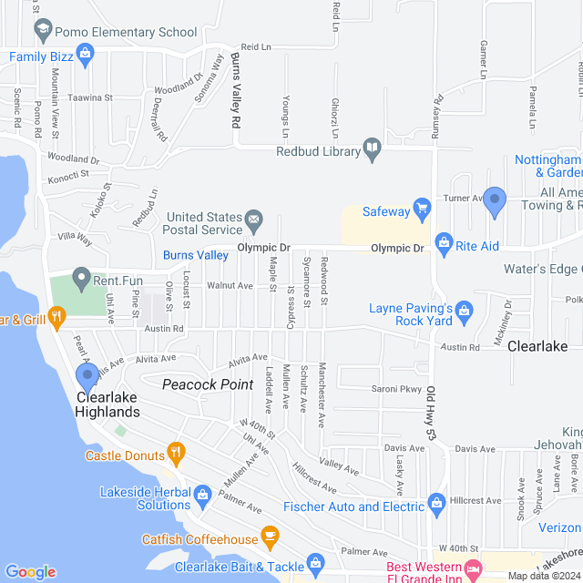 Map of veterinarians in Clearlake, CA