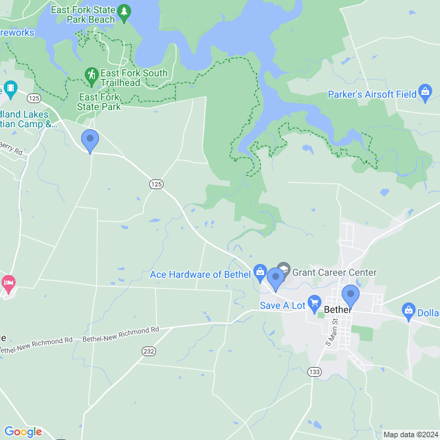 Map of veterinarians in Bethel, OH