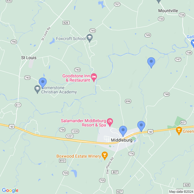 Map of veterinarians in Middleburg, VA
