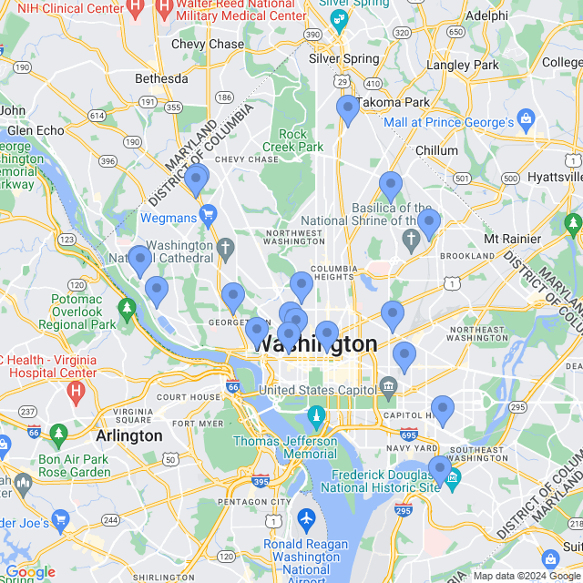 Map of veterinarians in Washington, DC