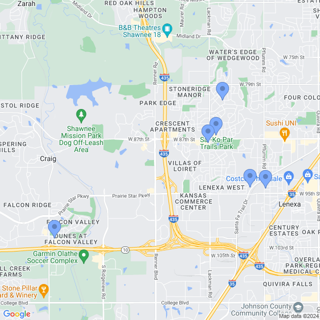 Map of veterinarians in Lenexa, KS