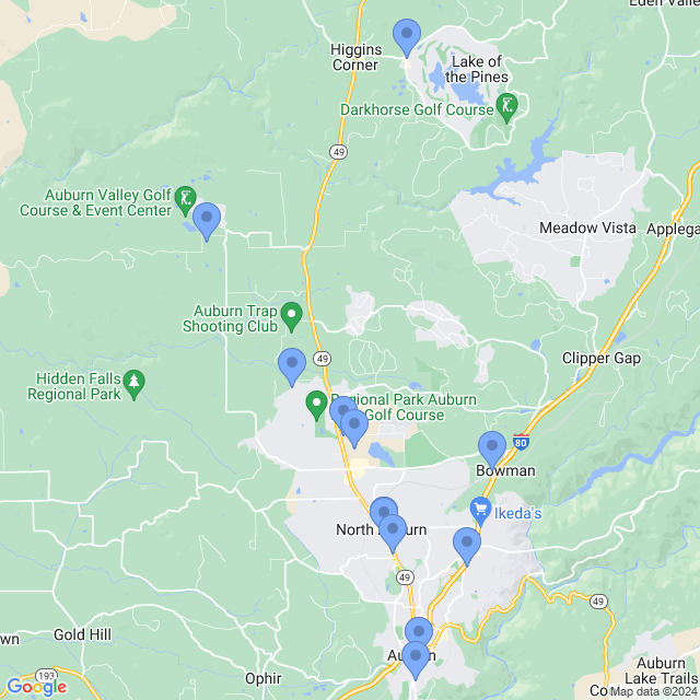 Map of veterinarians in Auburn, CA