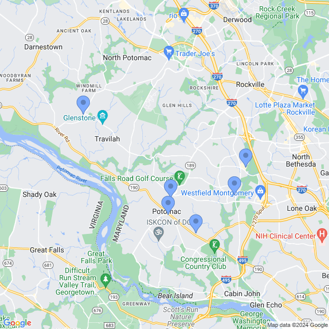 Map of veterinarians in Potomac, MD