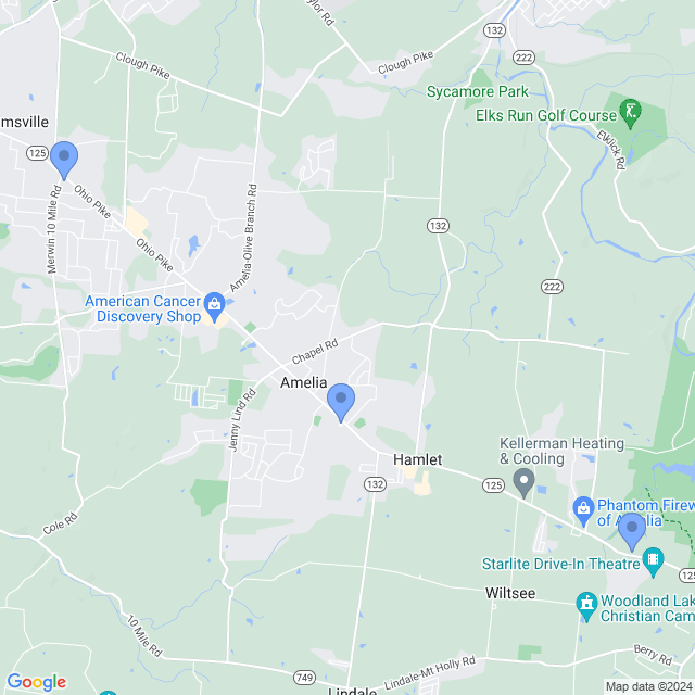 Map of veterinarians in Amelia, OH