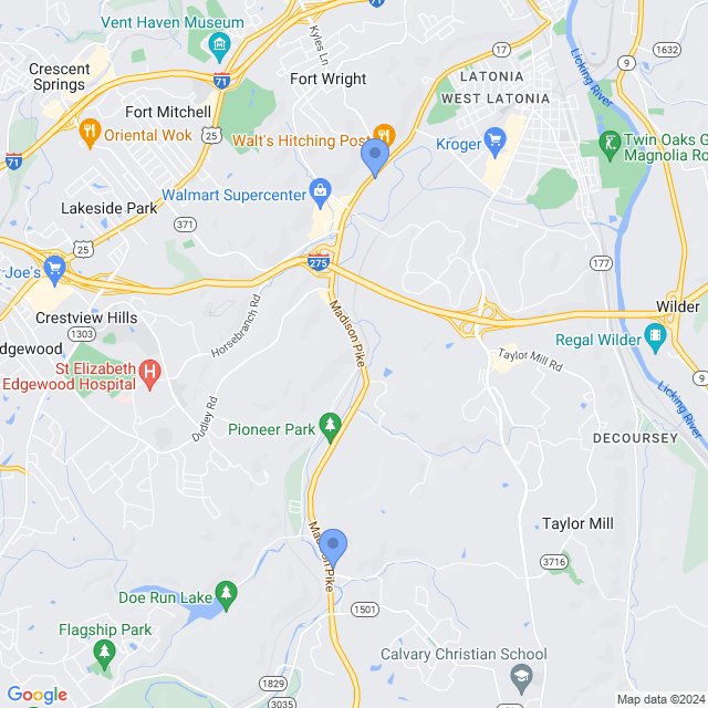 Map of veterinarians in Ft Mitchell, KY