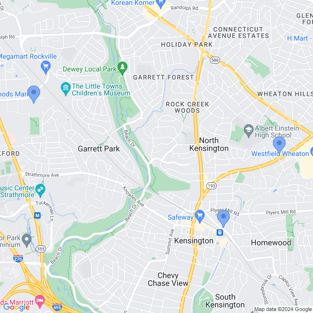 Map of veterinarians in Kensington, MD