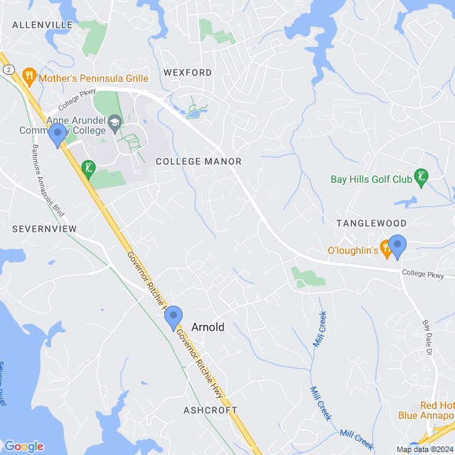 Map of veterinarians in Arnold, MD