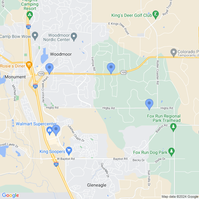 Map of veterinarians in Monument, CO