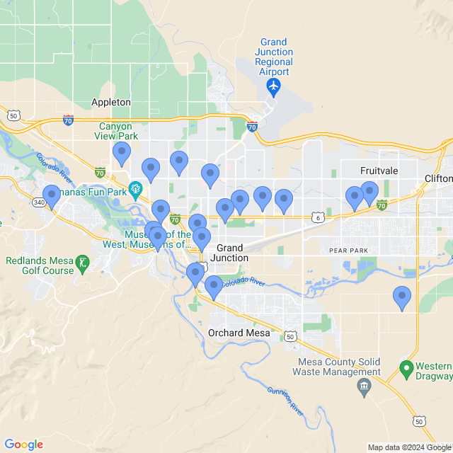 Map of veterinarians in Grand Junction, CO