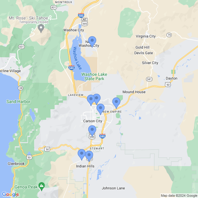Map of veterinarians in Carson City, NV