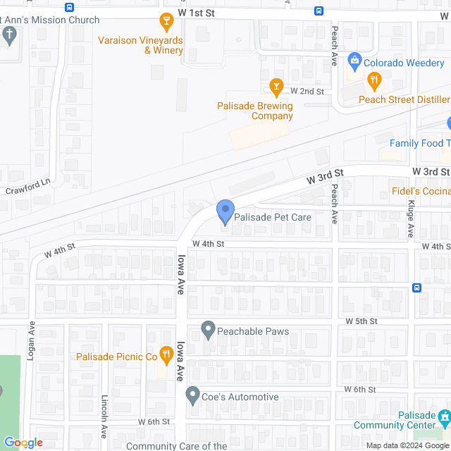 Map of veterinarians in Palisade, CO