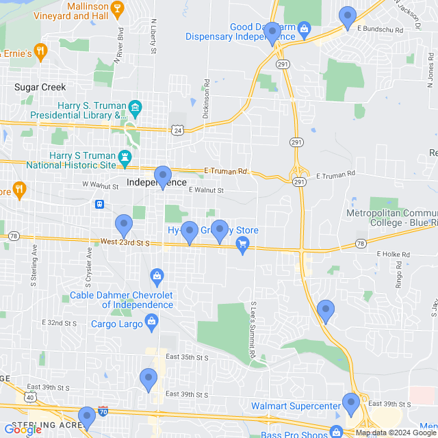 Map of veterinarians in Independence, MO