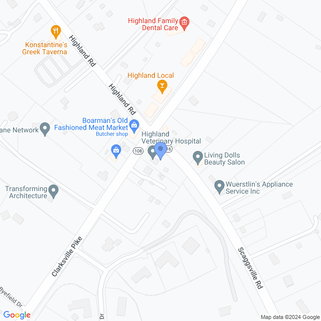 Map of veterinarians in Highland, MD