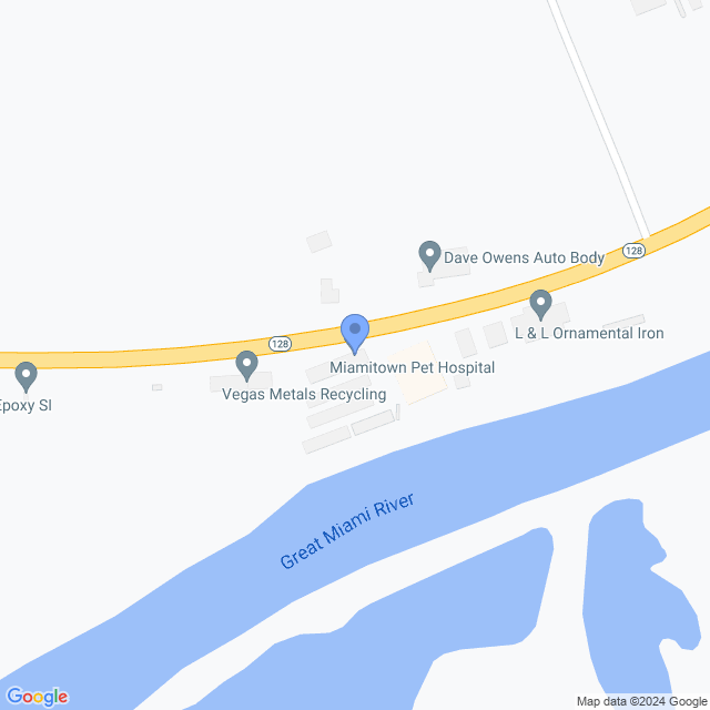 Map of veterinarians in Cleves, OH