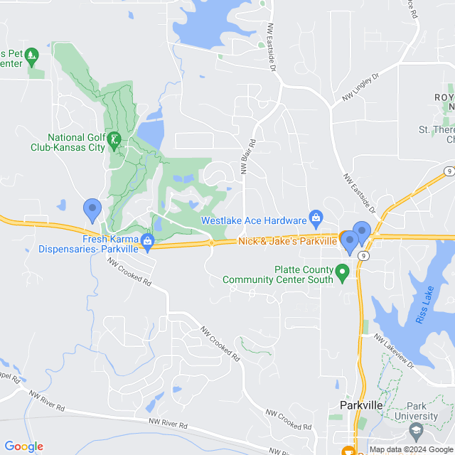 Map of veterinarians in Parkville, MO