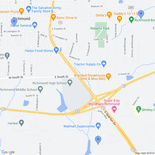 Map of veterinarians in Richmond, MO