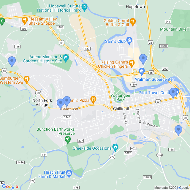 Map of veterinarians in Chillicothe, OH