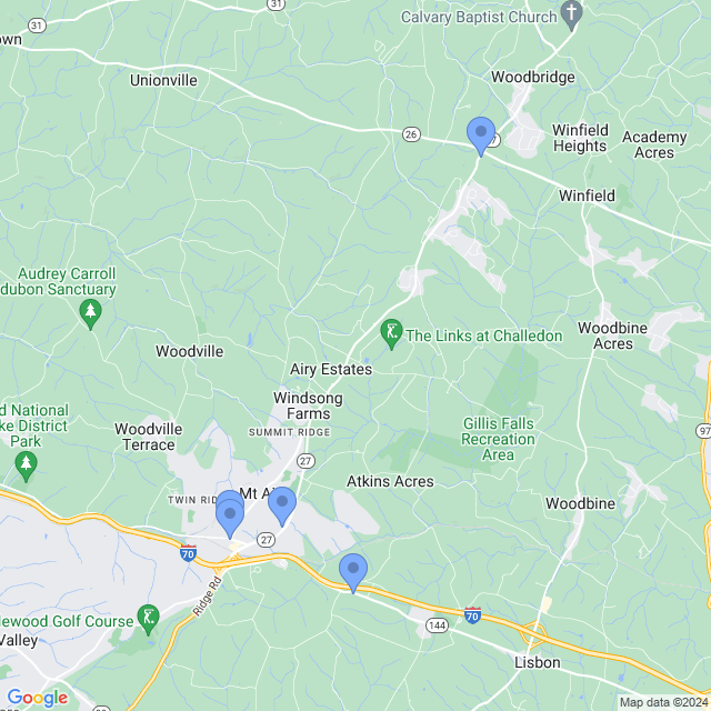 Map of veterinarians in Mt Airy, MD