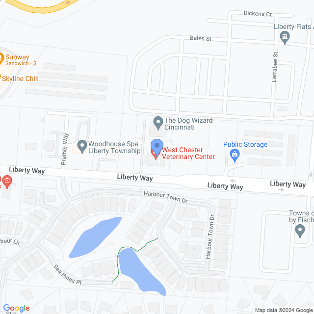 Map of veterinarians in Liberty Twp, OH