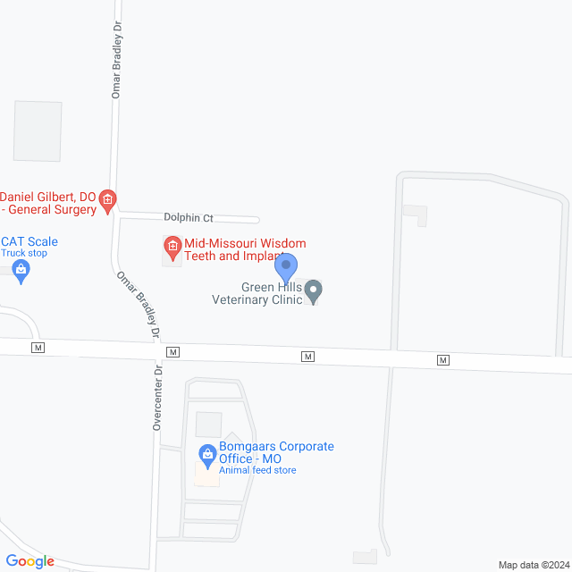Map of veterinarians in Moberly, MO