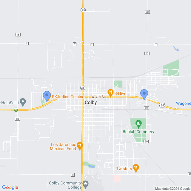 Map of veterinarians in Colby, KS