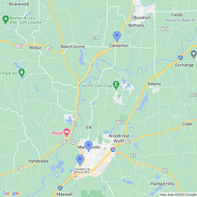Map of veterinarians in Martinsville, IN