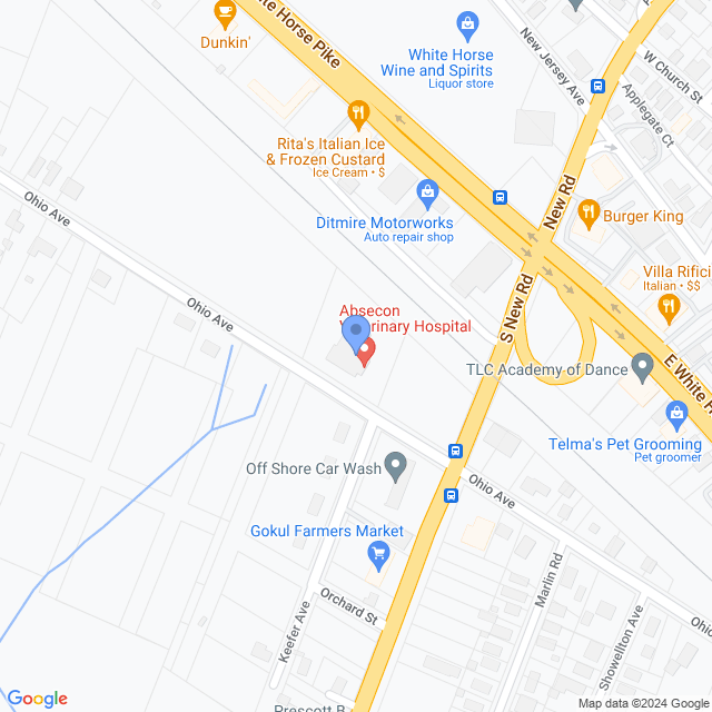 Map of veterinarians in Absecon, NJ
