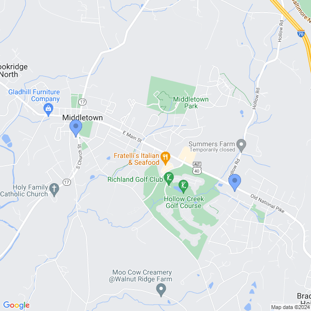 Map of veterinarians in Middletown, MD