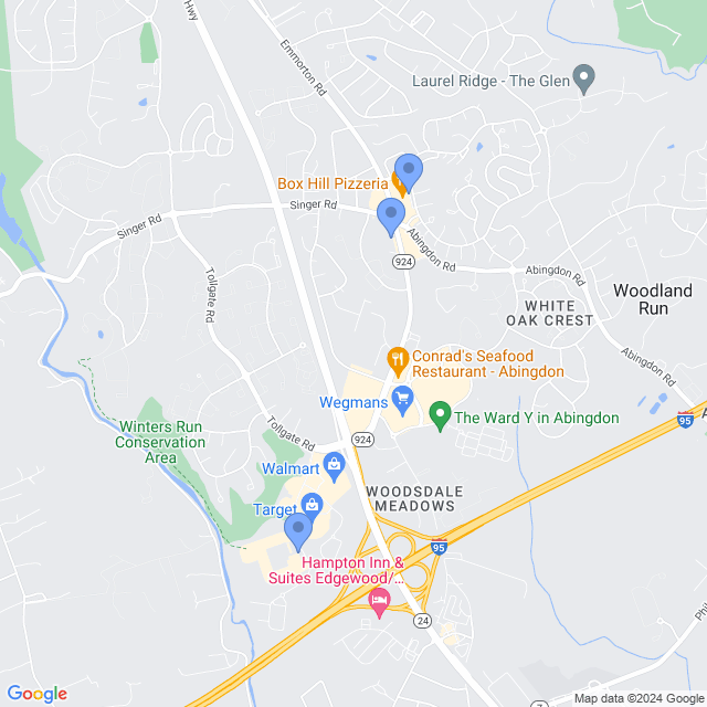 Map of veterinarians in Abingdon, MD