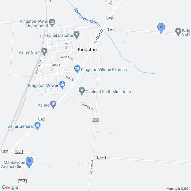 Map of veterinarians in Kingston, OH