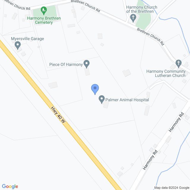 Map of veterinarians in Myersville, MD