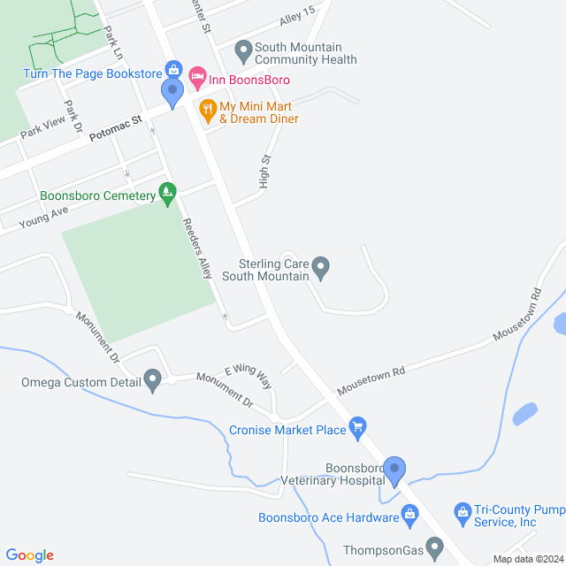 Map of veterinarians in Boonsboro, MD