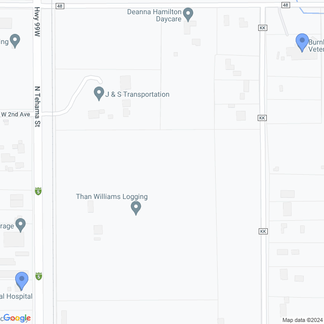 Map of veterinarians in Willows, CA