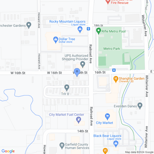 Map of veterinarians in Rifle, CO