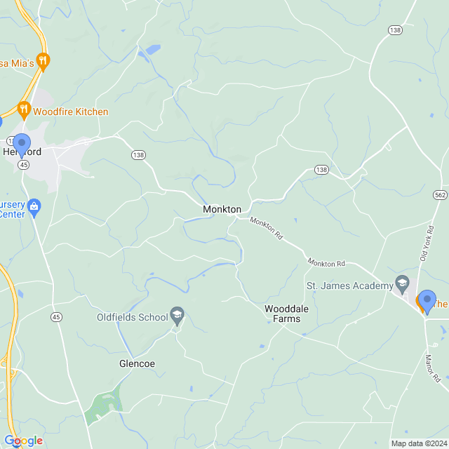 Map of veterinarians in Monkton, MD