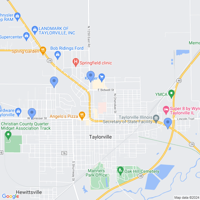 Map of veterinarians in Taylorville, IL