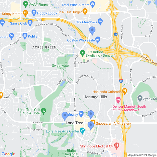 Map of veterinarians in Lone Tree, CO