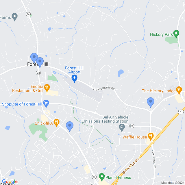 Map of veterinarians in Forest Hill, MD