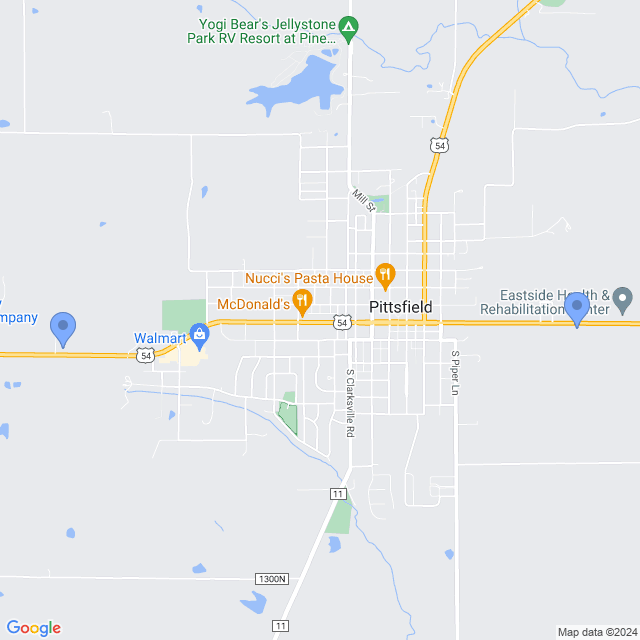 Map of veterinarians in Pittsfield, IL